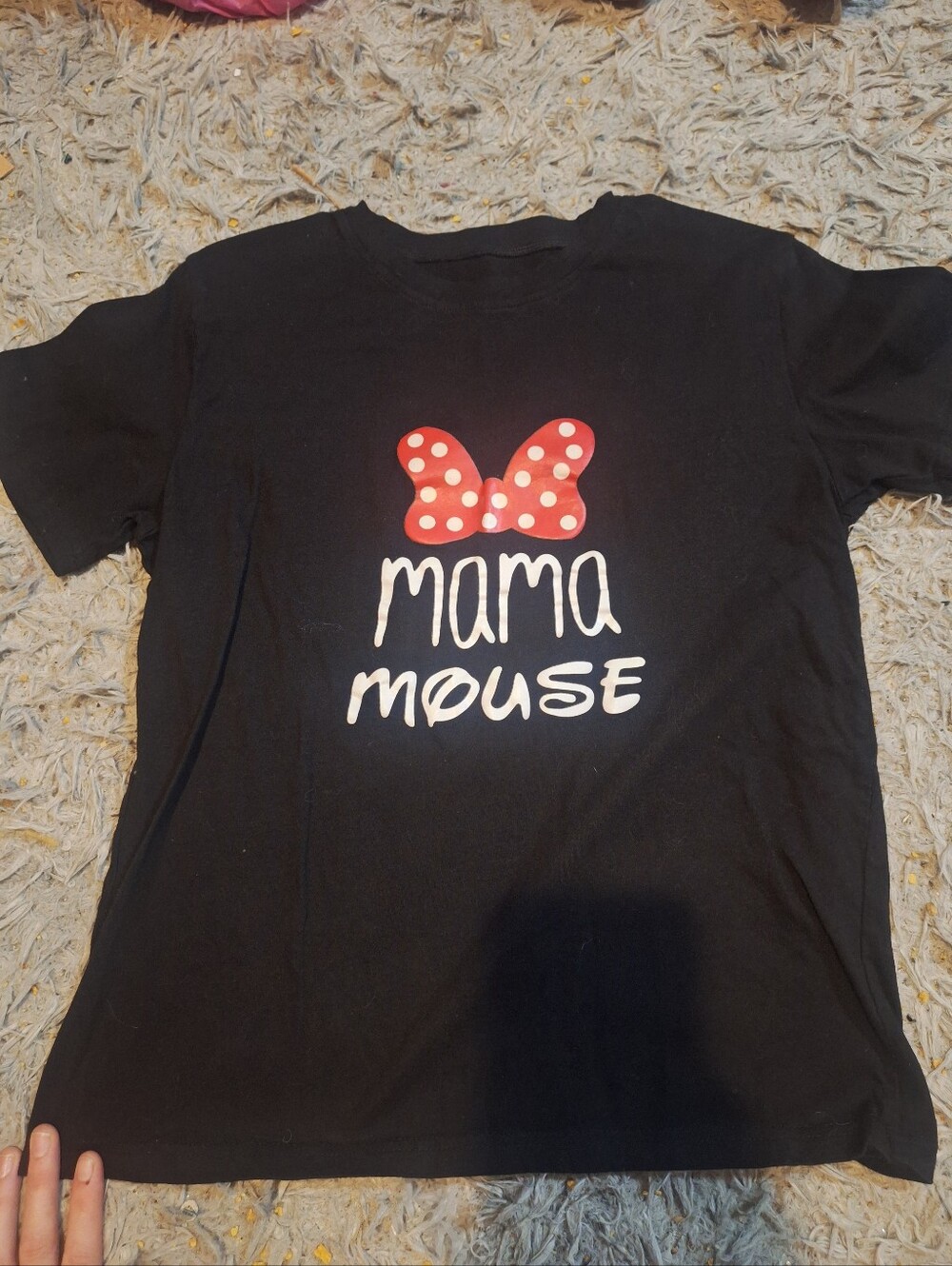 Source Unknown Black Tee with Red Polka-Dot Bow